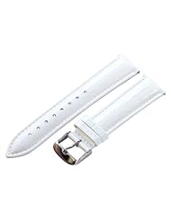 20mm White Lizard Grain Leather Watch Band Strap (Quick Release Pins!) with Stainless Steel Buckle - Fits All Watches!!!