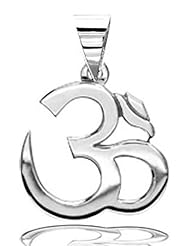 Extra Large Classic Yoga Ohm, Om, Aum Charm, 26mm x 26mm in Sterling Silver