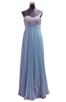 Hot Sale GEORGE BRIDE Strapless Long Ruched Chiffon Evening Dress Size 8 Turquoise