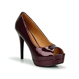 Peep Toe Platform High Heel Stiletto Pump Burgundy