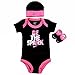 Nike Infant Girl's Be The Spark Black 3-Piece Set (Hat, OneZ & Booties) Sz: 0-6M