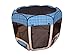 Best Pet Folding Play Pen - Medium - Blue Grid Playpen