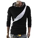Doublju Mens Casual Unbalanced Zip-Up Hoodie(D067)