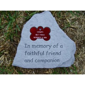 Pet Memorial Stone with Engraved Bone TagDeluxe
