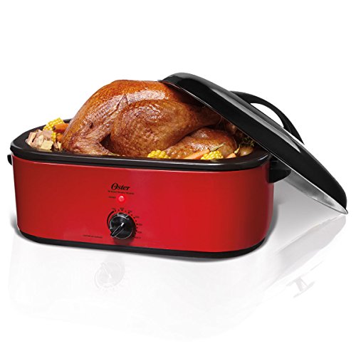 Oster CKSTROSMK18 Smoker Roaster Oven, 16Quart, Red