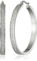 Stainless Steel with Glitter Hoop Earrings