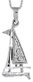 Sterling Silver Sailboat Pendant, 1 9/16 in. (40mm) tall