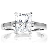Sonia's Signity CZ Engagement Ring - Radiant Emerald Cut - 925 Sterling Silver, 2 Carat