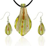 Green Leaf Murano Glass Earring Jewelry Set Pendant For Valentines Day Gift 41WiVAtuw8L. SL160 Green Leaf Murano Glass Earring Jewelry Set Pendant For Valentines Day Gift