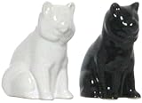 Ceramic Pottery Black and White Cat Salt and Pepper Shakers 3.5"H Two Sets