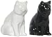 Ceramic Pottery Black and White Cat Salt and Pepper Shakers 3.5"H Two Sets