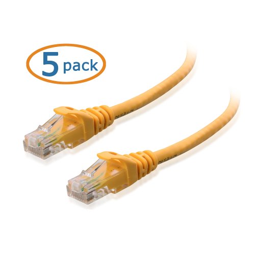 Cable Matters 5-Pack, Cat6 Snagless Ethernet Patch Cable in Yellow 14 Feet