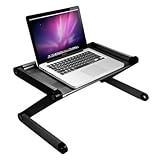 GTMax Durable Black Aluminium Adjustable Laidback Laptop Notebook Table Stand / Portable Bed Desk for Apple Macbook, Macbook Pro, iMac, Macbook Air, Mac Mini Laptop