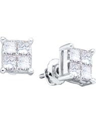 Real Diamond Earrings 0.33CTW DIAMOND INVISIBLE EARRING White-gold 14K