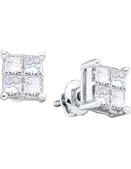 1.00ctw Princess Cut Diamond Highend Invisible Earrings