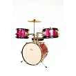 AB 3 Piece Kids Drumset With Cymbal, Pedal, Throne, and Drumsticks - Pink