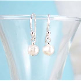 Dainty Pearl and Sterling Silver White Earrings