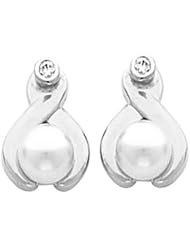 Pair of 14K White Gold Pearl Earrings -- LIFETIME WARRANTY