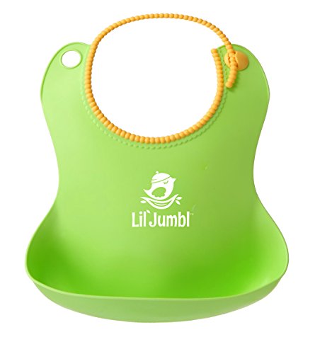 Lil' Jumbl Baby Bib with Rounded Catch Guard - Perfect Mommy's Mealtime Helper - Green