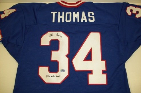 Thurman Thomas Autographed/Hand Signed Buffalo Bills Blue Jersey