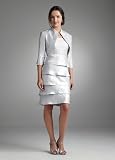 David's Bridal Hammered David's Bridal Hammered Shimmer Jacket Dress with Tiered Skirt Style 056480