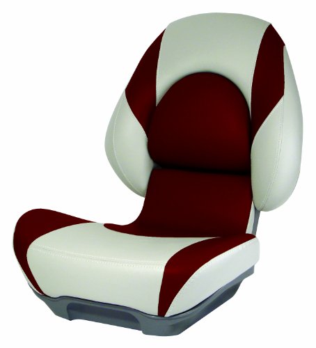 Attwood Centric II SAS Fully Upholstered Boat Seat, Standard, Tan/Red