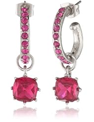 Betsey Johnson "Iconic Stone" Fuchsia Gem Hoop Earrings