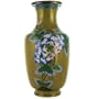 Vintage Collectible Pre-Owned Gold-Tone Cloisonne Vase with Flower Pattern; 8-7/8 inches tall and 4-5/8 inches wide