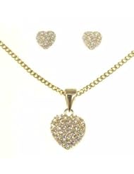 kala-isjewels - Ladies 18ct Gold Plated CZ " Hearts "Pendant ( 0,63 " ) , Earrings and Chain (17,71" )