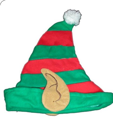 12 Christmas Elf Costume Hats Red & Green with attached ears