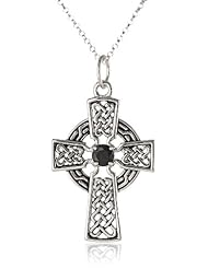 Sterling Silver Celtic Cross Pendant Necklace, 18"