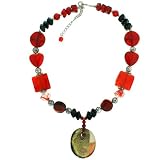 Glass Bead Necklace Stylish Red Gold Oval Reversible Pendant 16 By Bucasi 41Wivmh6u7L. SL160 Glass Bead Necklace Stylish Red Gold Oval Reversible Pendant 16 By Bucasi
