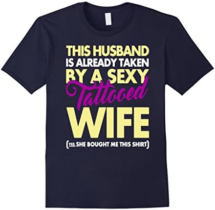Men's Sexy Tattooed Wife Funny Tshirt - I Heart My Tattooed Wife Large Navy
