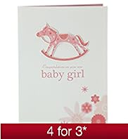 Pink Rocking Horse New Baby Girl Card