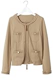 Angeliebe エンジェリーベ 日本 製 ダブル ファスナー ミニ 裏毛 ジャケット フリー 杢 ベージュ