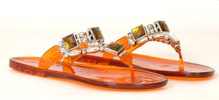 NEW Women's DESIGNER Rhinestones Orange Fashion Sandals