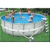 Intex Ultra Metal Frame Pool w/ New Child Safety Barrier Ladder - 18' x 52' complete set