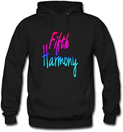 SHSUE Men's Fifth Harmony Printed Cotton Hooded Sweatshirt Medium Black