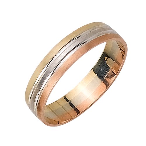 Beverly Diamonds Tri-color-gold MENS 14K 3-TONE WEDDING BAND RING