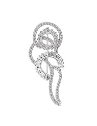 Cubic Zirconia and Sterling Silver Round Baguette Swirl Pin