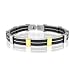 Men's 18k Gold and Stainless Steel with Black Robber Bracelet Bangle (Length 7.5 and Width 8mm)