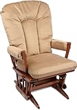 Dutailier Multiposition, Recline, Horseshoe Back Cushion 2 Post Glider, Light Brown Microfiber