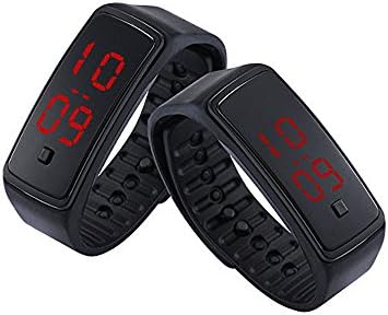 Ourdevice Black Gel Rubber Bracelet Touch Screen LED Digital Display Unisex Sports Watch