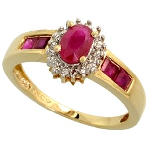 10k Gold Cluster Ring, w 1.00 Total Carat Weight Oval Cut and Princess Cut... by Gabriella Gold