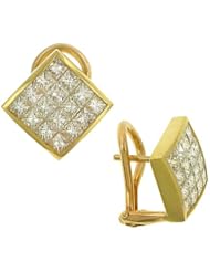 Invisible Set Princess Cut Diamond Earrings 2.65cttw