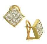 Ladies Channel Princess Cut Diamond Shape Diamond Omega Back Earrings Diamond 2.65cttw