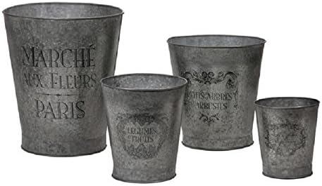 Set of 4 Jardinières Français Decorative Metal Garden Pots 14"
