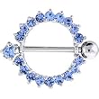 Light Blue Gem Circle Of Life Nipple Ring