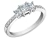 Princess Cut Diamond Engagement Ring and Three Stone Anniversary Ring 1/2 Carat (ctw) in 14K White Gold