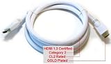 PTC Premium GOLD Series HDMI 1.3a Category 2 Certified CL2 Rated Cable (24AWG), Netted Jacket - 10ft - WHITE